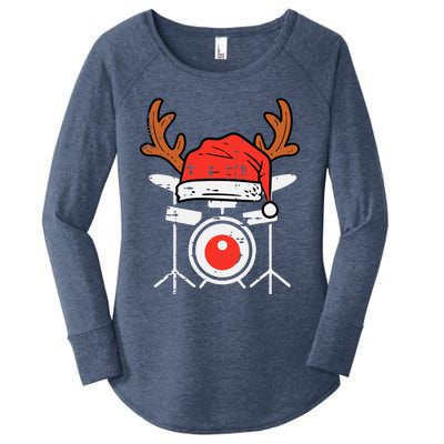 Drums Christmas Music Instrument Band Drummer Rock Xmas Women's Perfect Tri Tunic Long Sleeve Shirt