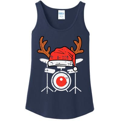 Drums Christmas Music Instrument Band Drummer Rock Xmas Ladies Essential Tank