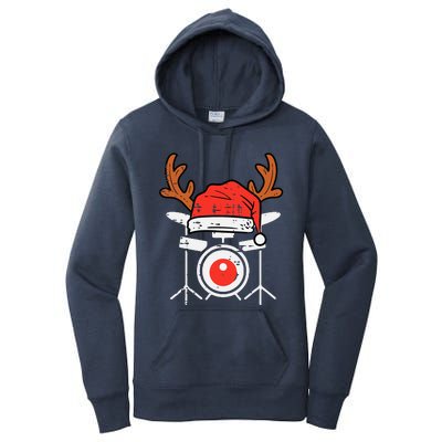 Drums Christmas Music Instrument Band Drummer Rock Xmas Women's Pullover Hoodie