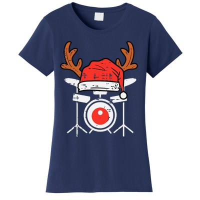 Drums Christmas Music Instrument Band Drummer Rock Xmas Women's T-Shirt