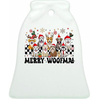 Dog Christmas Merry Woofmas Dog Lover New Year Ceramic Bell Ornament