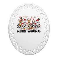 Dog Christmas Merry Woofmas Dog Lover New Year Ceramic Oval Ornament