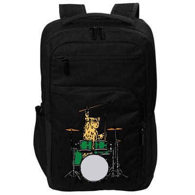 Drummer Cat Music Lover Musician Playing The Drums Impact Tech Backpack