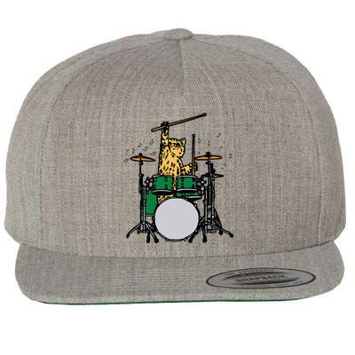 Drummer Cat Music Lover Musician Playing The Drums Wool Snapback Cap
