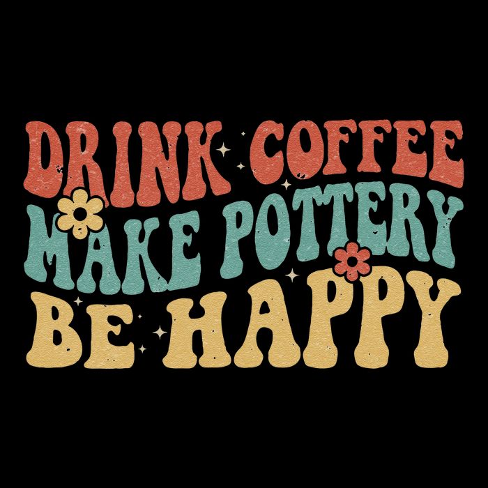Drink Coffee Make Pottery Be Happy Groovy Pottery Artist Short Acrylic Beanie