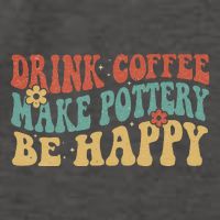 Drink Coffee Make Pottery Be Happy Groovy Pottery Artist Vector Backpack