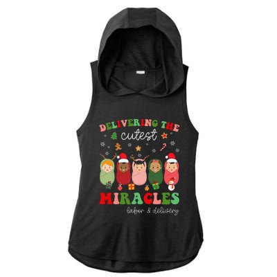 Delivering Cutest Miracles Labor & Delivery Nurse Christmas Ladies PosiCharge Tri-Blend Wicking Draft Hoodie Tank