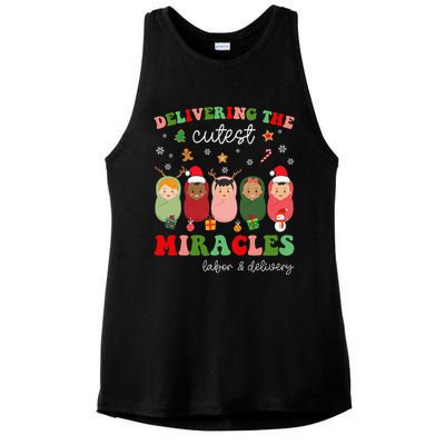 Delivering Cutest Miracles Labor & Delivery Nurse Christmas Ladies PosiCharge Tri-Blend Wicking Tank