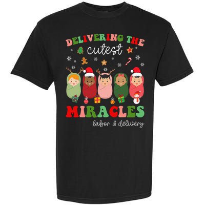 Delivering Cutest Miracles Labor & Delivery Nurse Christmas Garment-Dyed Heavyweight T-Shirt