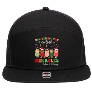 Delivering Cutest Miracles Labor & Delivery Nurse Christmas 7 Panel Mesh Trucker Snapback Hat