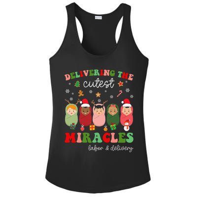 Delivering Cutest Miracles Labor & Delivery Nurse Christmas Ladies PosiCharge Competitor Racerback Tank