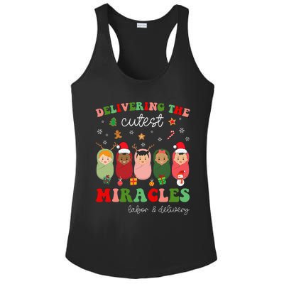 Delivering Cutest Miracles Labor & Delivery Nurse Christmas Ladies PosiCharge Competitor Racerback Tank