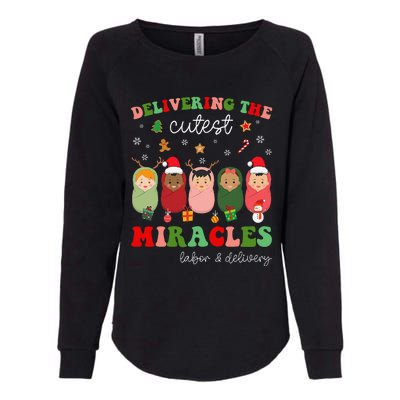 Delivering Cutest Miracles Labor & Delivery Nurse Christmas Womens California Wash Sweatshirt