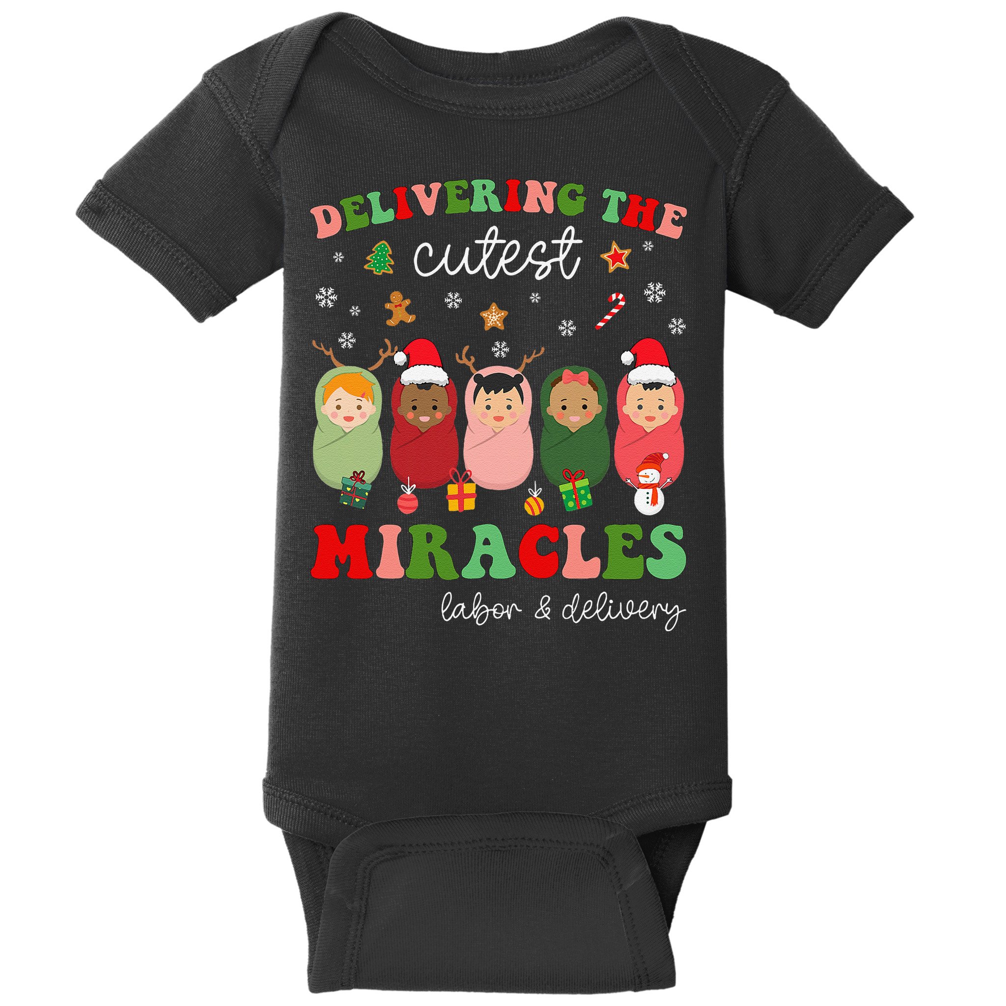 Delivering Cutest Miracles Labor & Delivery Nurse Christmas Baby Bodysuit
