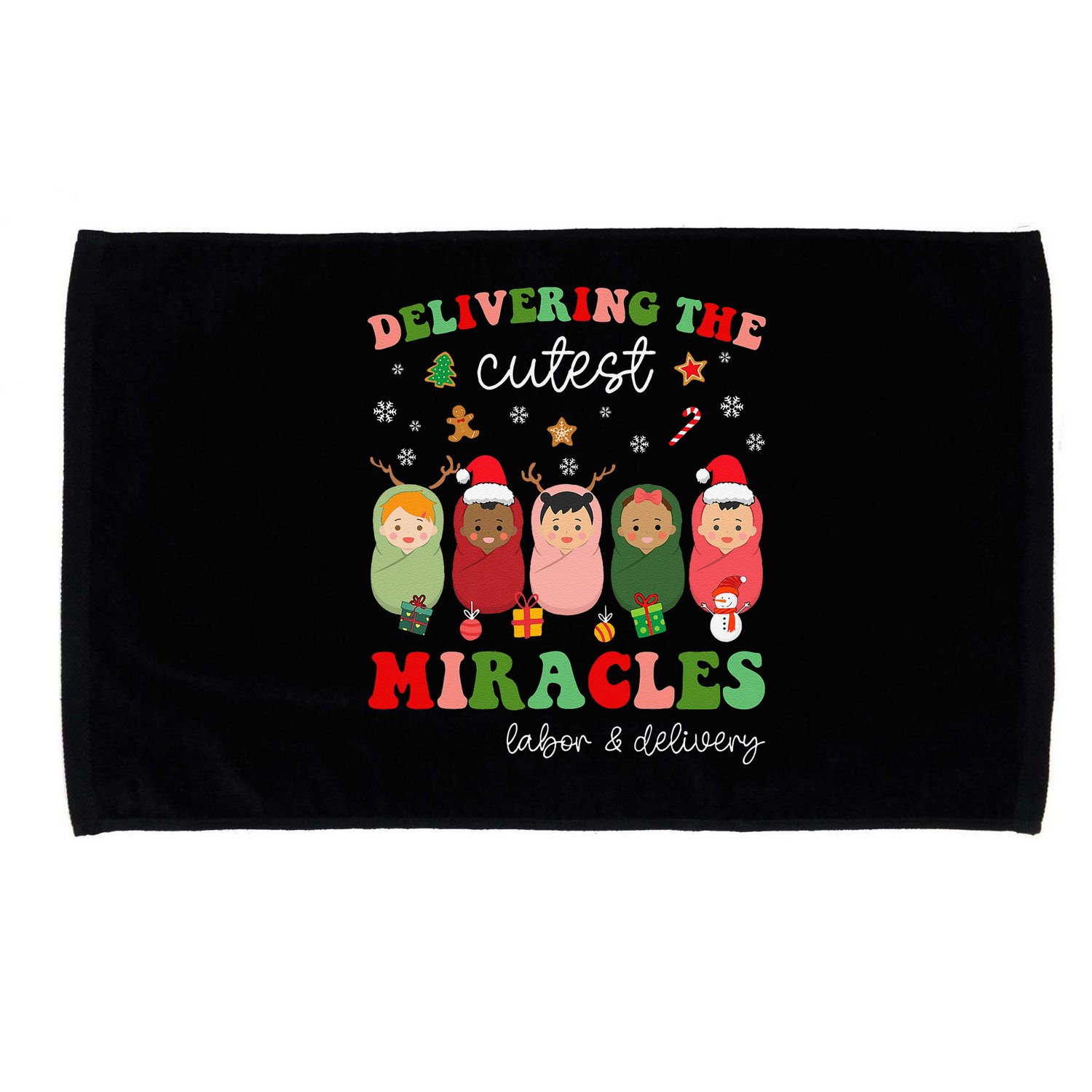 Delivering Cutest Miracles Labor & Delivery Nurse Christmas Microfiber Hand Towel