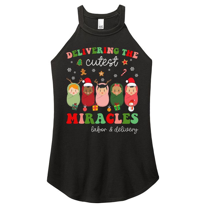 Delivering Cutest Miracles Labor & Delivery Nurse Christmas Women's Perfect Tri Rocker Tank