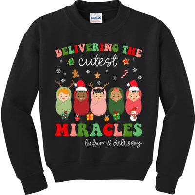 Delivering Cutest Miracles Labor & Delivery Nurse Christmas Kids Sweatshirt