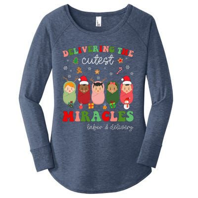 Delivering Cutest Miracles Labor & Delivery Nurse Christmas Women's Perfect Tri Tunic Long Sleeve Shirt