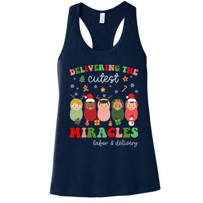 Delivering Cutest Miracles Labor & Delivery Nurse Christmas Women's Racerback Tank