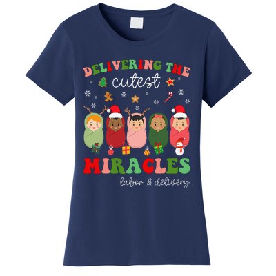 Delivering Cutest Miracles Labor & Delivery Nurse Christmas Women's T-Shirt