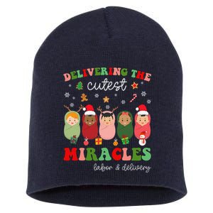 Delivering Cutest Miracles Labor & Delivery Nurse Christmas Short Acrylic Beanie