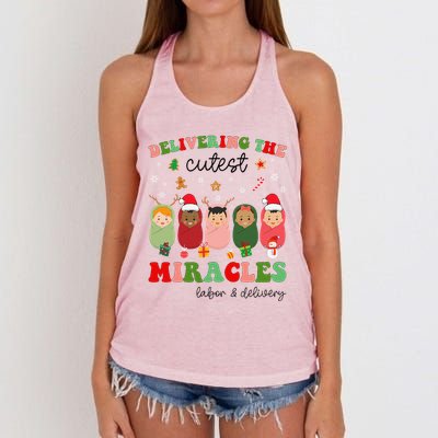 Delivering Cutest Miracles Labor & Delivery Nurse Christmas Women's Knotted Racerback Tank