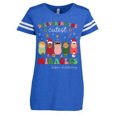 Delivering Cutest Miracles Labor & Delivery Nurse Christmas Enza Ladies Jersey Football T-Shirt