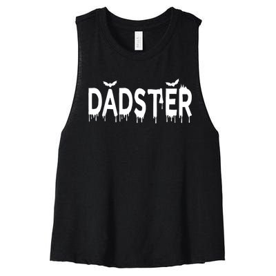 Dadster Couple Matching Family Mom Dad Halloween Party Women's Racerback Cropped Tank