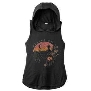 Desert Child Night Landscape Outline Ladies PosiCharge Tri-Blend Wicking Draft Hoodie Tank