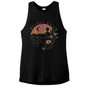 Desert Child Night Landscape Outline Ladies PosiCharge Tri-Blend Wicking Tank