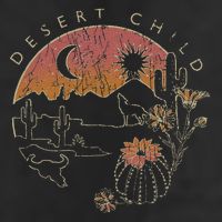 Desert Child Night Landscape Outline 7 Panel Mesh Trucker Snapback Hat