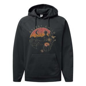 Desert Child Night Landscape Outline Performance Fleece Hoodie