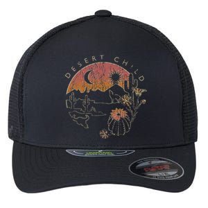 Desert Child Night Landscape Outline Flexfit Unipanel Trucker Cap