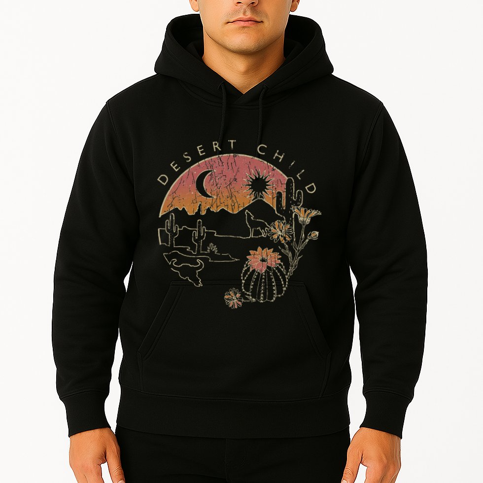Desert Child Night Landscape Outline Hoodie