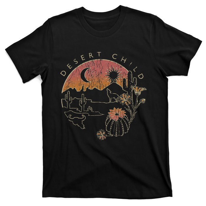 Desert Child Night Landscape Outline T-Shirt