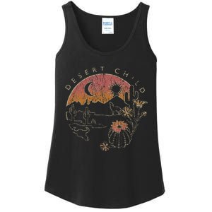 Desert Child Night Landscape Outline Ladies Essential Tank