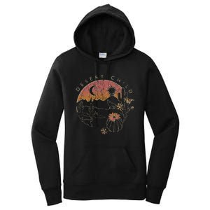 Desert Child Night Landscape Outline Women's Pullover Hoodie