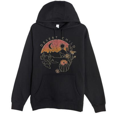 Desert Child Night Landscape Outline Premium Pullover Hoodie