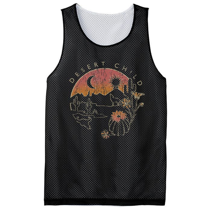 Desert Child Night Landscape Outline Mesh Reversible Basketball Jersey Tank