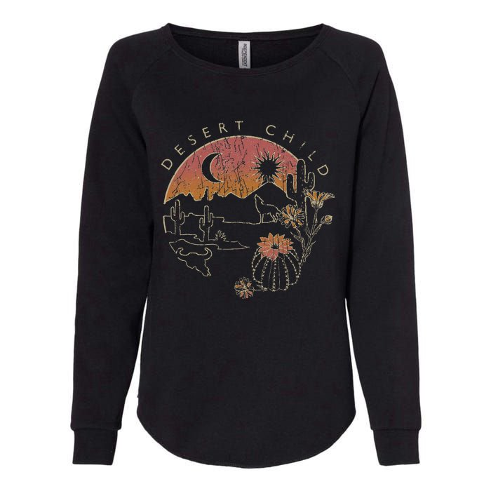 Desert Child Night Landscape Outline Womens California Wash Sweatshirt