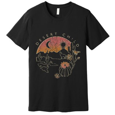 Desert Child Night Landscape Outline Premium T-Shirt