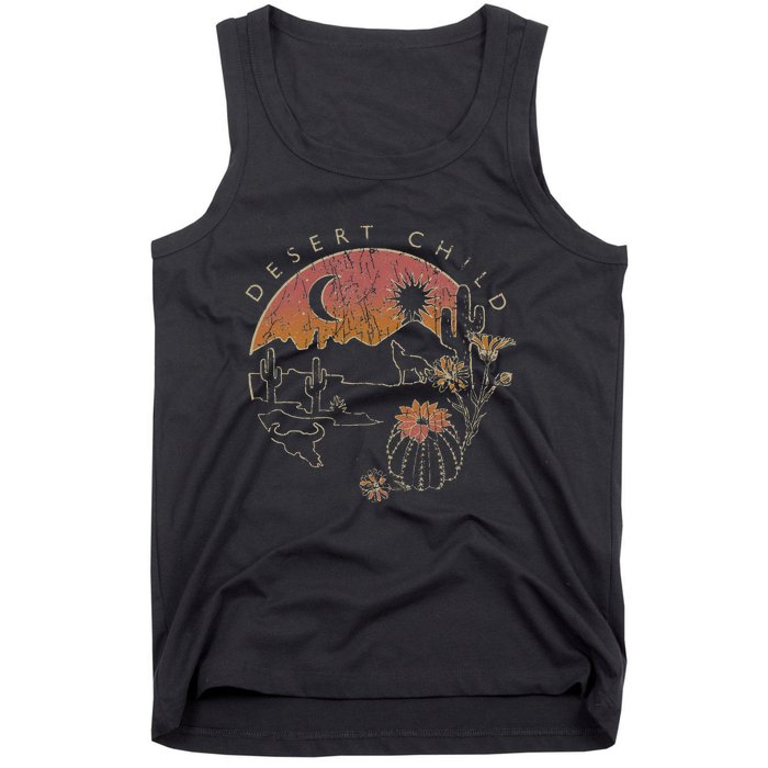 Desert Child Night Landscape Outline Tank Top