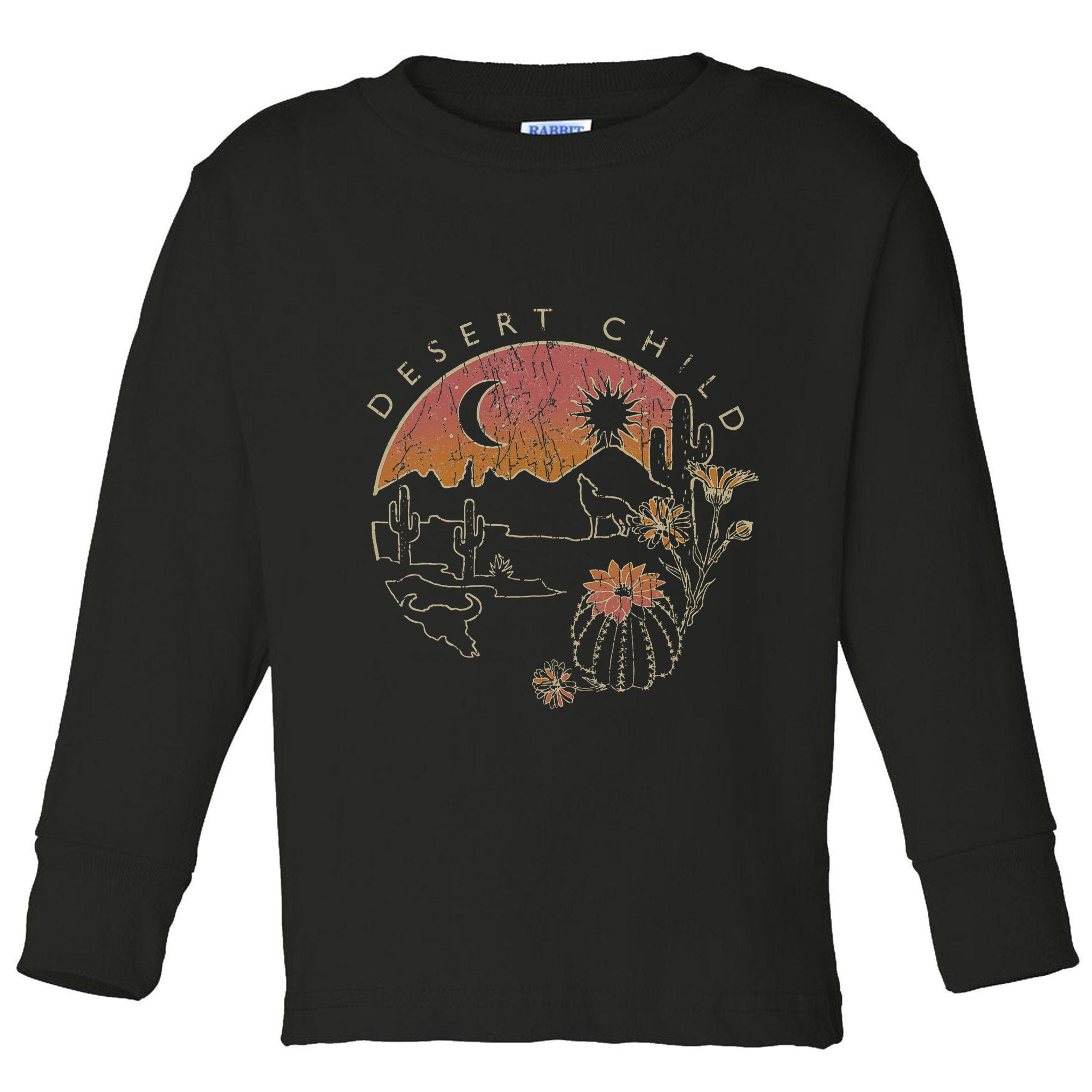 Desert Child Night Landscape Outline Toddler Long Sleeve Shirt