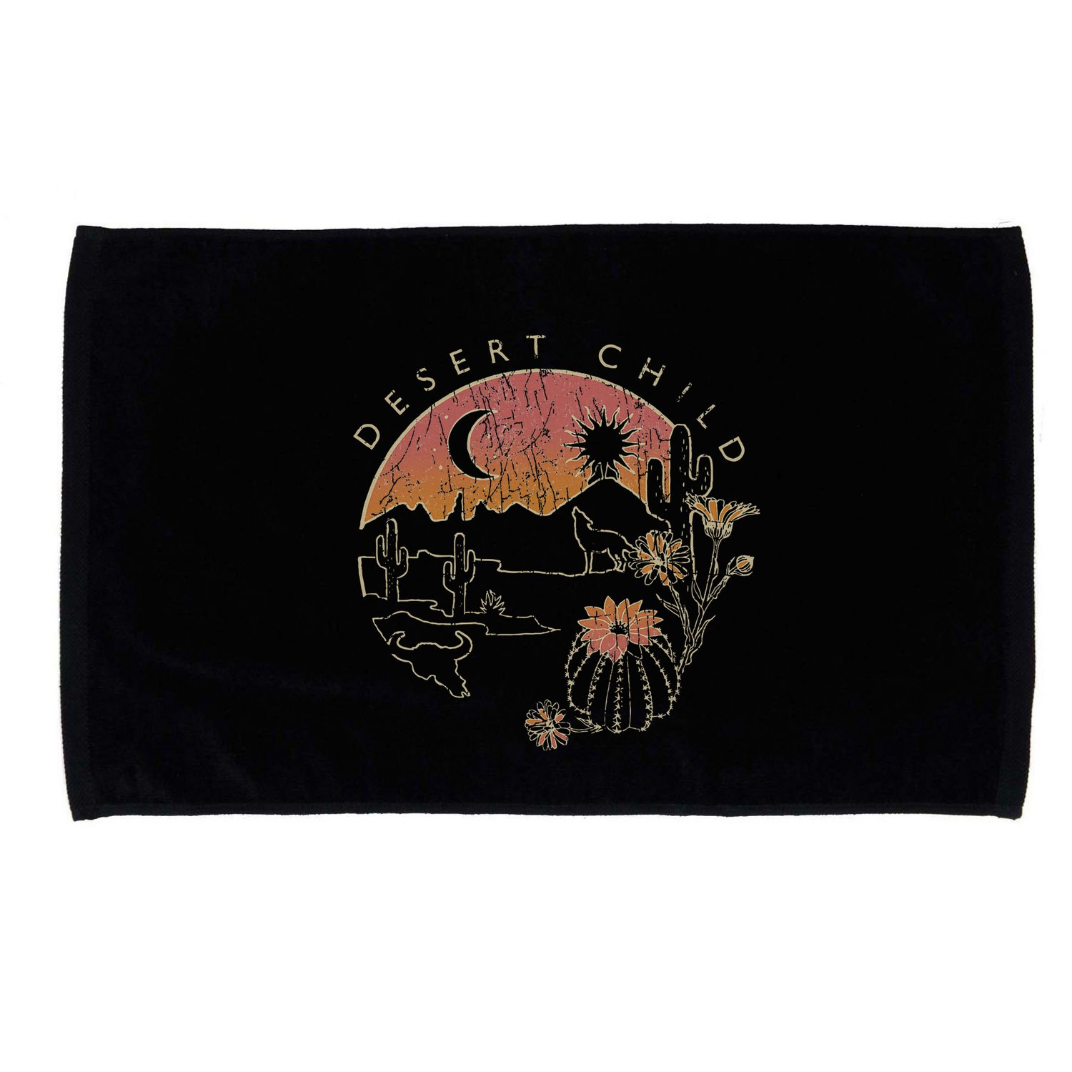 Desert Child Night Landscape Outline Microfiber Hand Towel