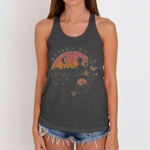 Desert Child Night Landscape Outline Women's Knotted Racerback Tank