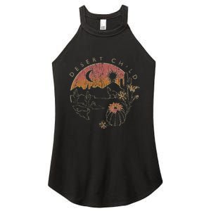 Desert Child Night Landscape Outline Women's Perfect Tri Rocker Tank