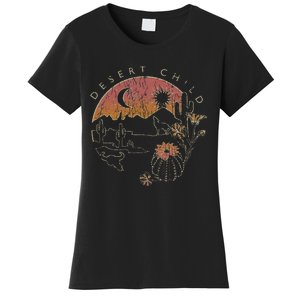 Desert Child Night Landscape Outline Women's T-Shirt