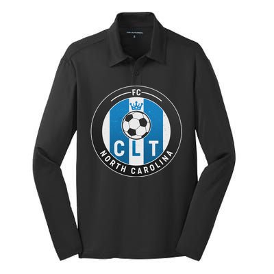 Distressed Charlotte North Carolina CLT Soccer Jersey Silk Touch Performance Long Sleeve Polo