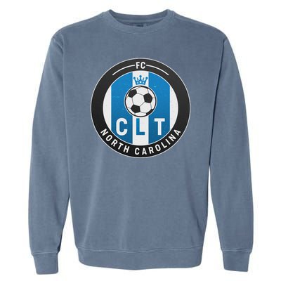 Distressed Charlotte North Carolina CLT Soccer Jersey Garment-Dyed Sweatshirt