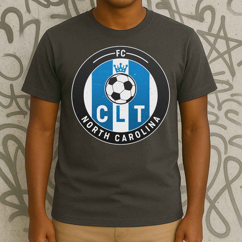 Distressed Charlotte North Carolina CLT Soccer Jersey T-Shirt